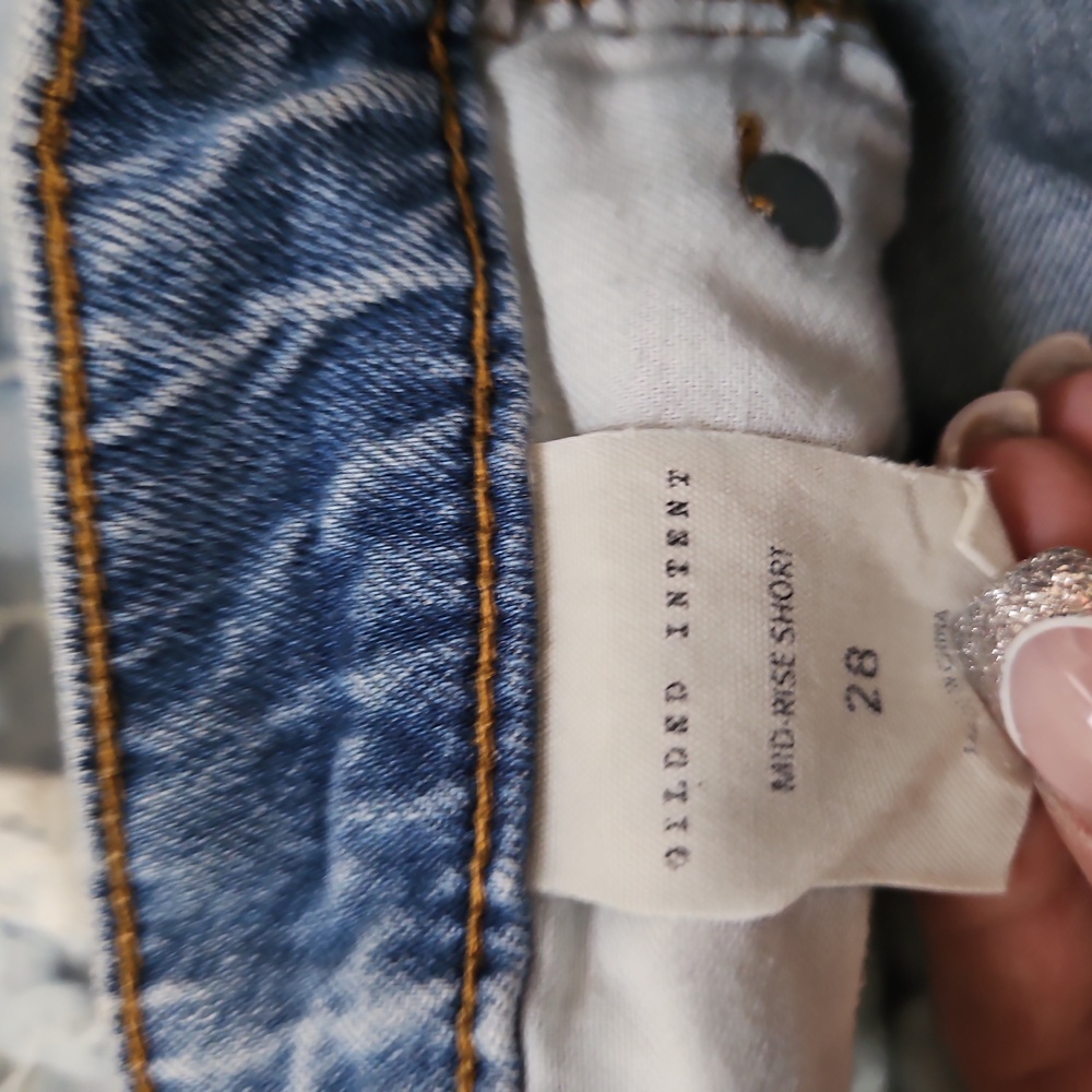Gilded Intent Distressed Mid Rise Jean Shorts - Picture 6 of 10